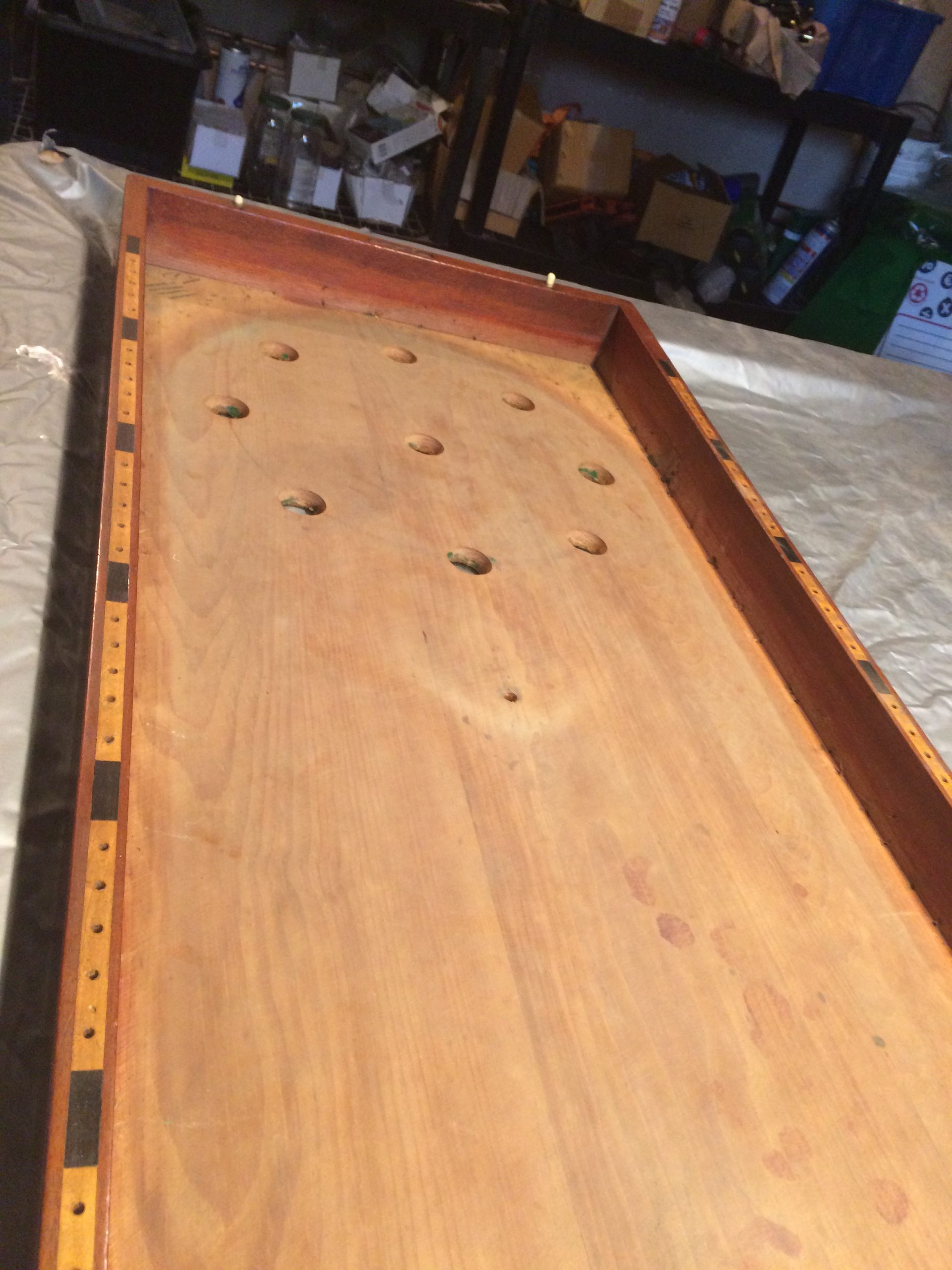 Antique folding Bagatelle table John Billiards