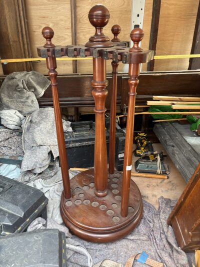 Antique Victorian Orme mahogany revolving cue stand
