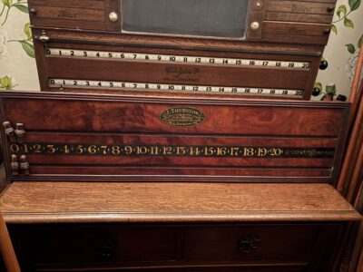 Antique Victorian Thurston mahogany scoreboard