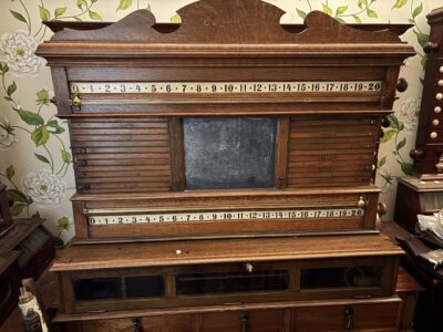 Antique Edwardian Riley oak life pool combination scoreboard