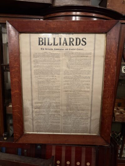 Burroughes & Watts Framed Billiard Rules