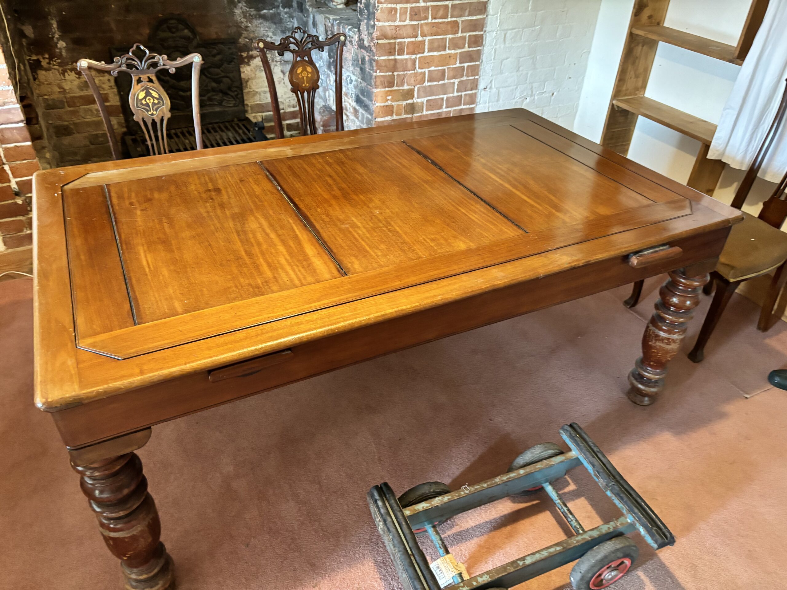5ft Antique Edwardian Gamages mahogany rollover billiard dining table ...