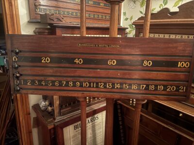 Antique Edwardian Burroughes & Watts mahogany scoreboard