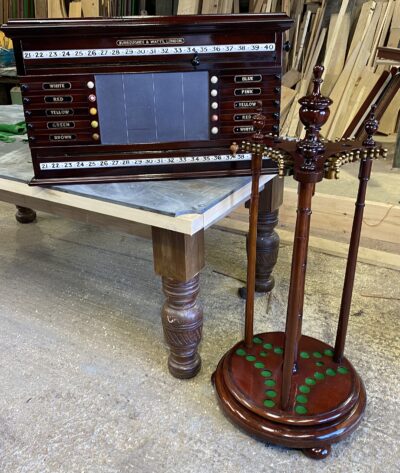 Antique Victorian Burroughes & Watts mahogany revolving cue stand