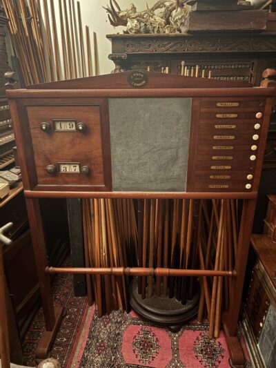 Antique Early Victorian Pook mahogany freestanding scoreboard