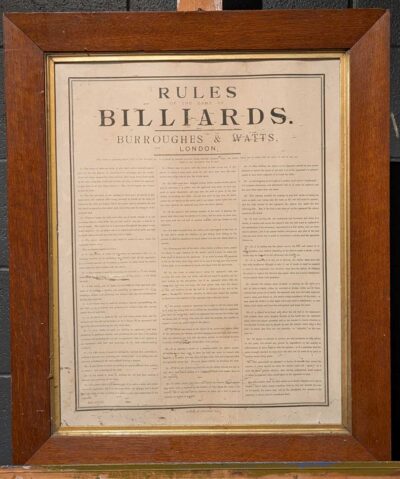 Burroughes & Watts Framed Billiard Rules